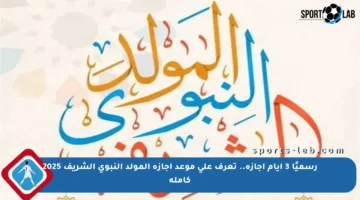 رسميًا 3 أيام إجازة.. تعرف على موعد إجازة المولد النبوي الشريف 2025 كاملة